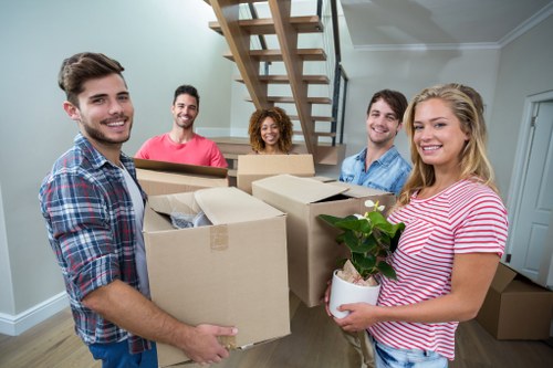 Moving home in Ealing with boxes and furniture ready for loading