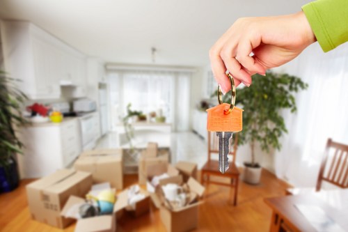 Removal van loading boxes and household items for an Ealing relocation