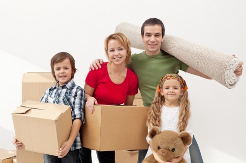 Household furniture being transported during an Ealing move